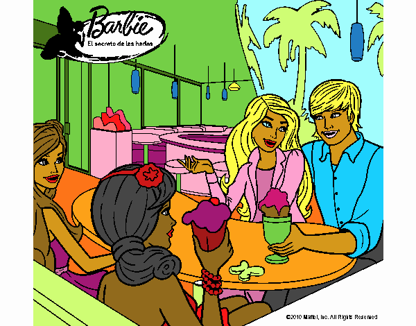 Barbie y sus amigos en la heladería