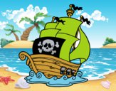 Dibujo Barco de piratas pintado por chicoria