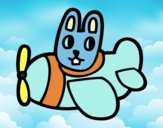 Dibujo Conejo en avión pintado por yoglek