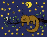 Dibujo El gato y la luna pintado por tilditus