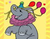 Dibujo Elefante con 3 globos pintado por LunaLunita