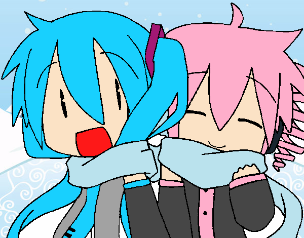 Miku y Len con bufanda