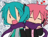 Miku y Len con bufanda