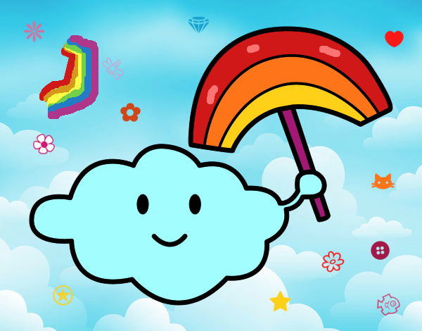 Dibujo de Nube con arcoiris pintado por en Dibujos.net el día 14-07-15