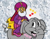 Dibujo Rey Baltasar en elefante pintado por LunaLunita
