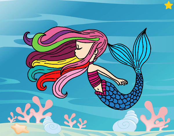 Dibujo Sirena flotando pintado por Diamond