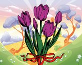Dibujo Tulipanes con lazo pintado por amalia