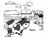 Vaca en la granja