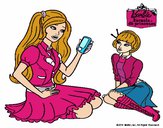 Dibujo Barbie con el teléfono móvil pintado por Potte