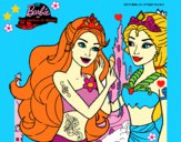 Dibujo Barbie se despiede de la reina sirena pintado por LunaLunita