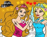 Dibujo Barbie se despiede de la reina sirena pintado por Potte