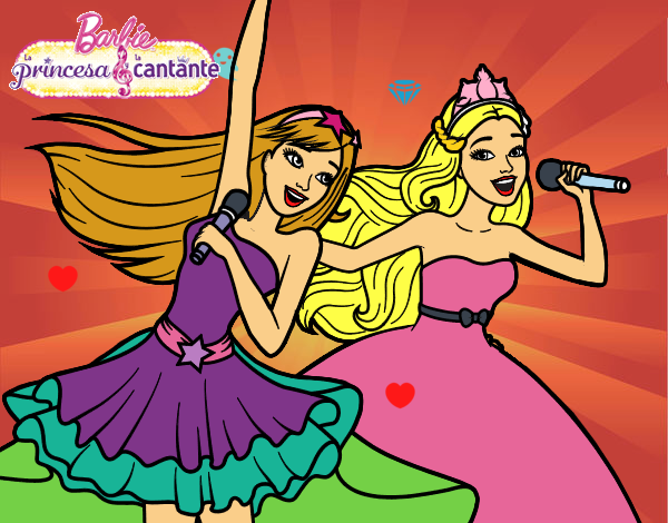 Barbie y la princesa cantando