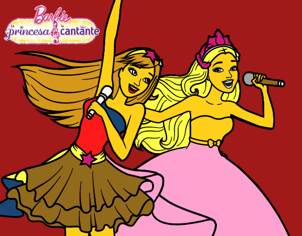 Barbie y la princesa cantando