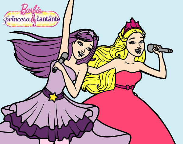 Barbie y la princesa cantando