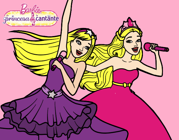 Barbie y la princesa cantando