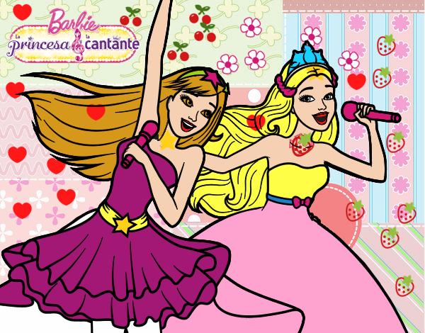 Barbie y la princesa cantando