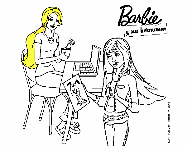 Barbie y su hermana merendando