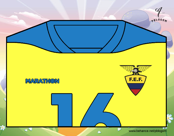 Dibujo Camiseta del mundial de fútbol 2014 de Ecuador pintado por Jaramill