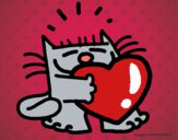 Dibujo El gato y el corazón pintado por superbea