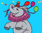 Dibujo Elefante con 3 globos pintado por LunaLunita