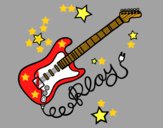 Dibujo Guitarra y estrellas pintado por pitana