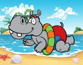 Dibujo Hipopótamo nadando pintado por queyla