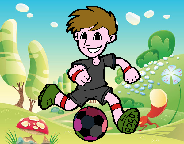 Dibujo Jugador de fútbol con balón pintado por Jaramill