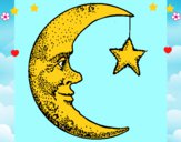 Dibujo Luna y estrella pintado por LunaLunita