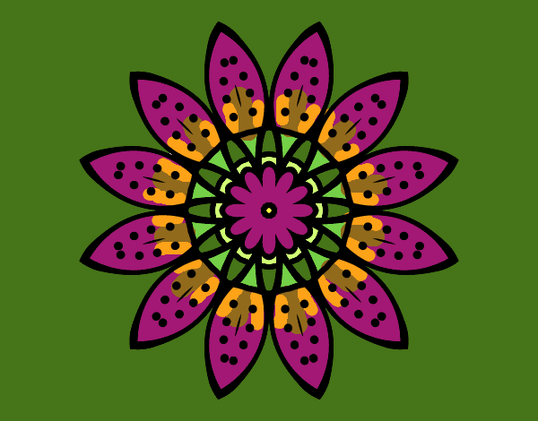 Dibujo Mandala flor con pétalos pintado por tilditus