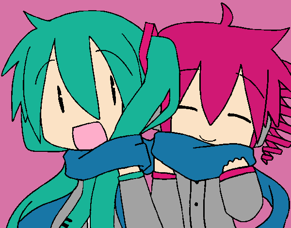 Miku y Len con bufanda