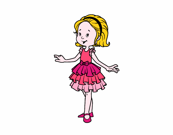 Dibujo Niña con vestido de fiesta pintado por Scarlaa