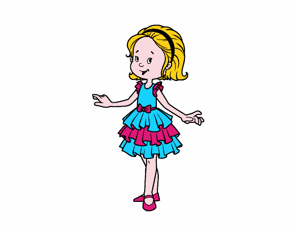 Dibujo Niña con vestido de fiesta pintado por Scarlaa