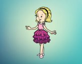 Dibujo Niña con vestido de fiesta pintado por superrita