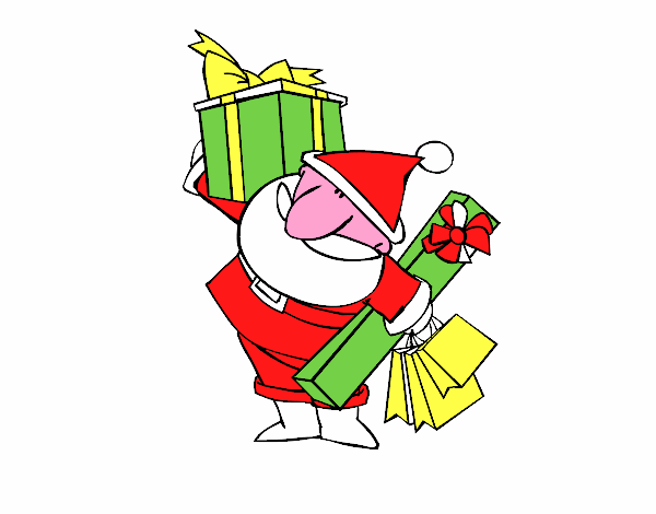 Dibujo Papá Noel con regalos pintado por Tenochrey