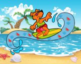 Dibujo Perro surfeando pintado por bufalogris