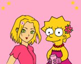 Dibujo Sakura y Lisa pintado por LunaLunita