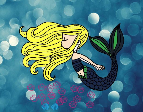 Dibujo Sirena flotando pintado por tilditus