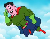 Dibujo Superhéroe volando pintado por Jaramill