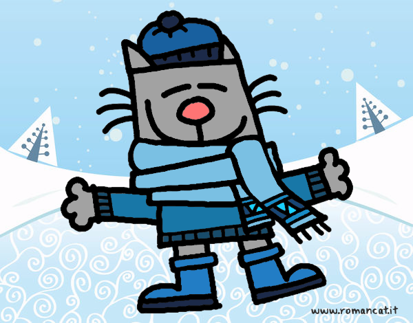 Dibujo Un gato en invierno pintado por superbea