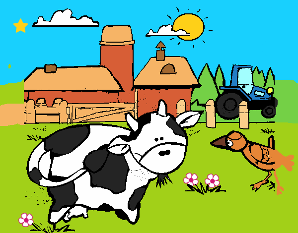 Vaca en la granja