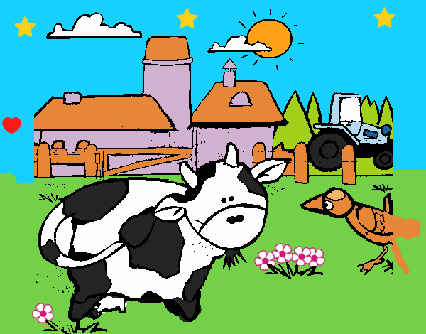 Vaca en la granja