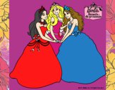 Dibujo Barbie y sus amigas princesas pintado por ginger