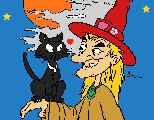 Bruja y gato