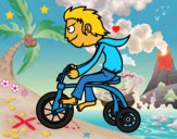 Dibujo Chico en triciclo pintado por LunaLunita