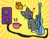 Dibujo Gato rockero pintado por LunaLunita