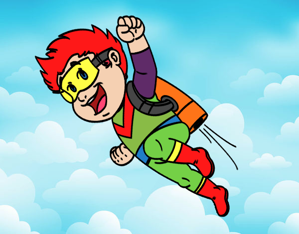 Dibujo Héroe volando pintado por tilditus