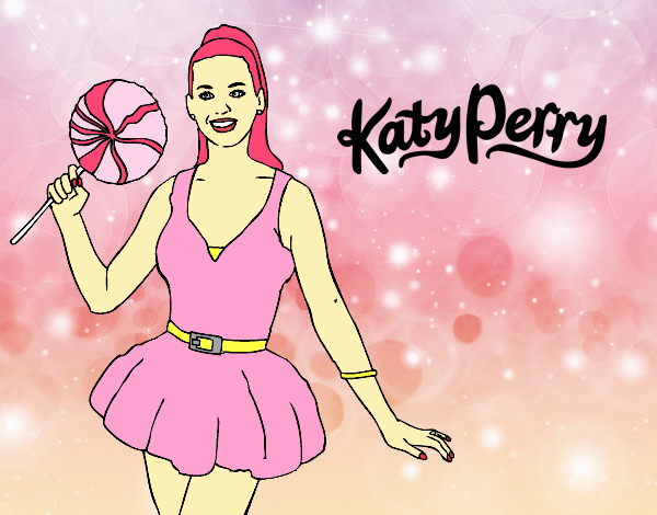 Dibujo Katy Perry con piruleta pintado por alexiabeli