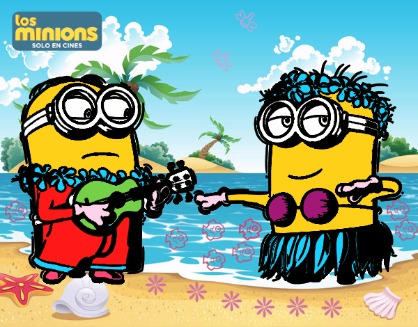 Los minions en la playa