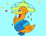 Dibujo Pato bajo la lluvia pintado por LunaLunita