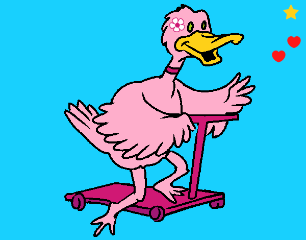 Pato en patinete